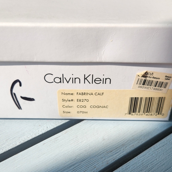 CALVIN KLEIN Fabrina calf cognac color wooden heels in size 7 - Picture 13 of 13